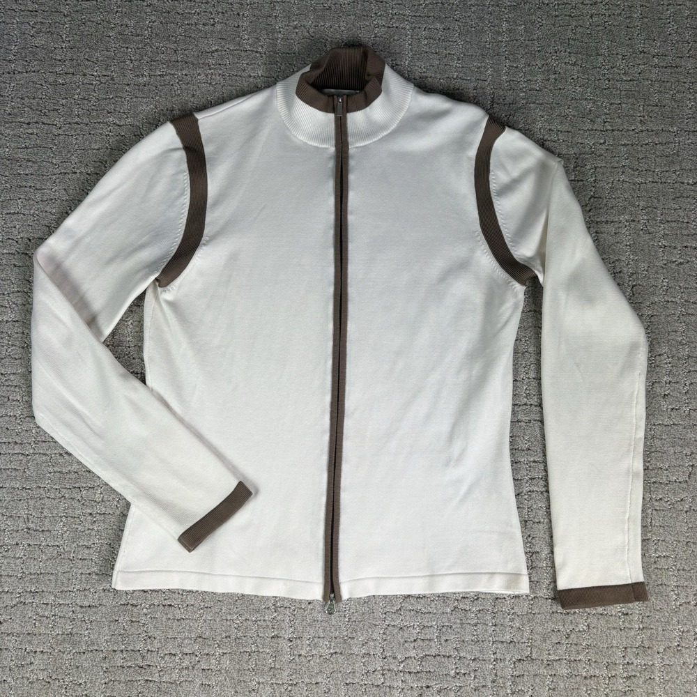 Vintage Nike Golf Full Zip Sweater Womens S White Y2K Sporty Athleisure Preppy
